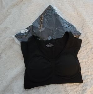 2 Black Bra Tank Shirts  XL Cup B Stratchy BRAND NEW